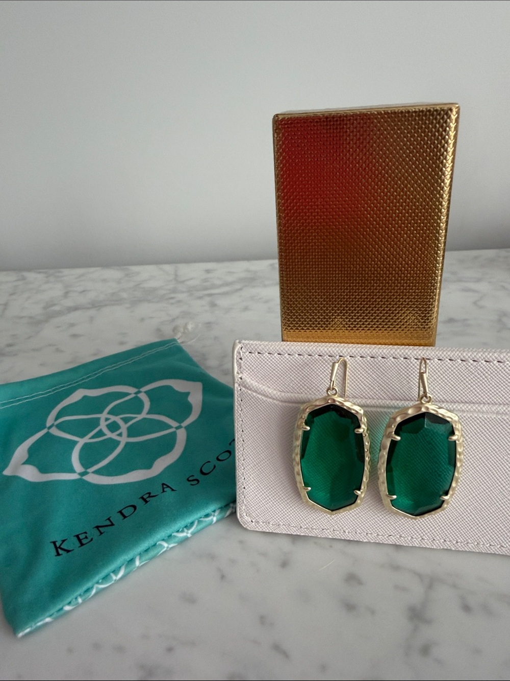 Kendra Scott Green & Gold Earrings